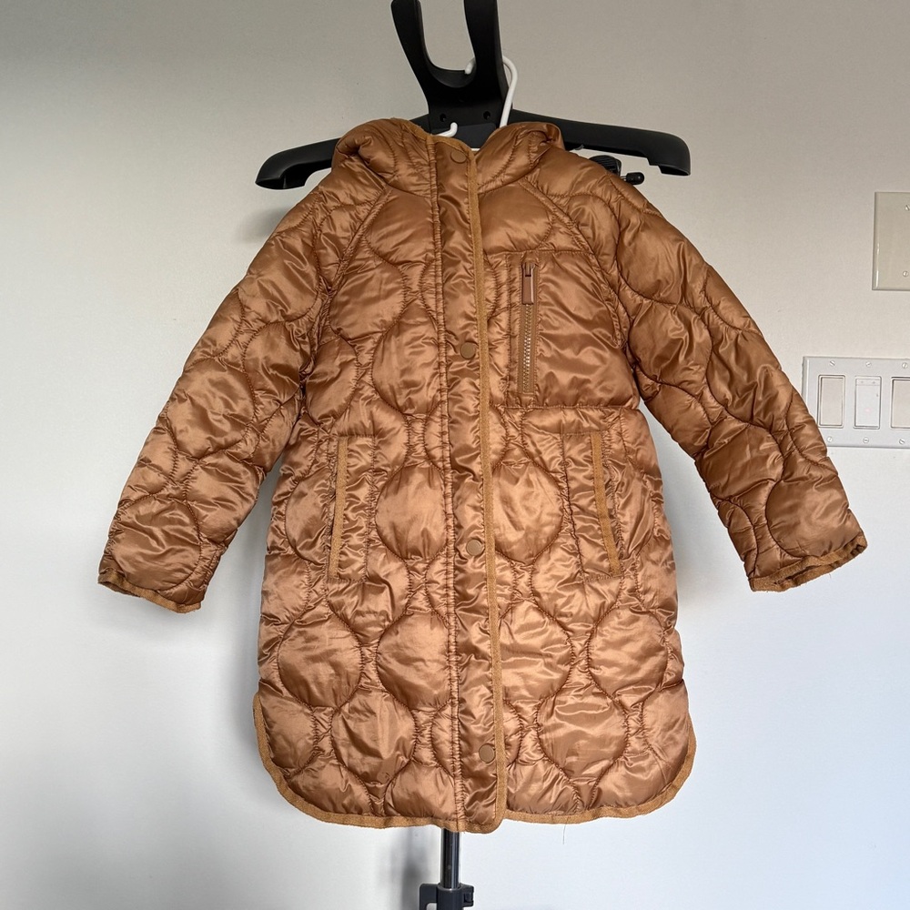 🐻 ❄️ EEUC ZARA GIRLS 6 LONG QUILTED PUFFY JACKET COPPER GOLD